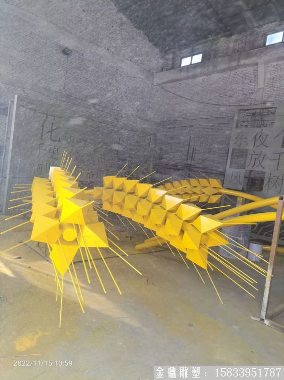 不銹鋼金色麥穗雕塑，山東廣饒縣糧倉(cāng)標(biāo)志案例1