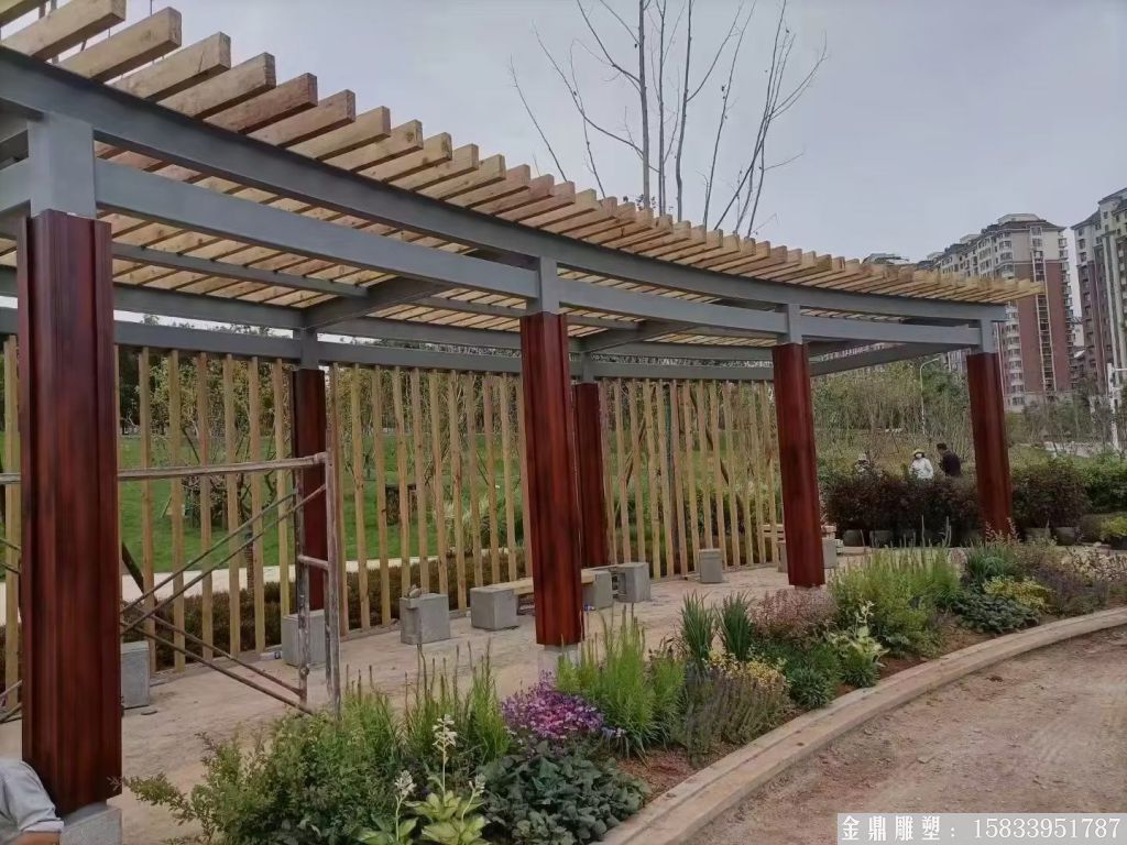 景觀不銹鋼廊架雕塑，鋼結構廊架景觀5