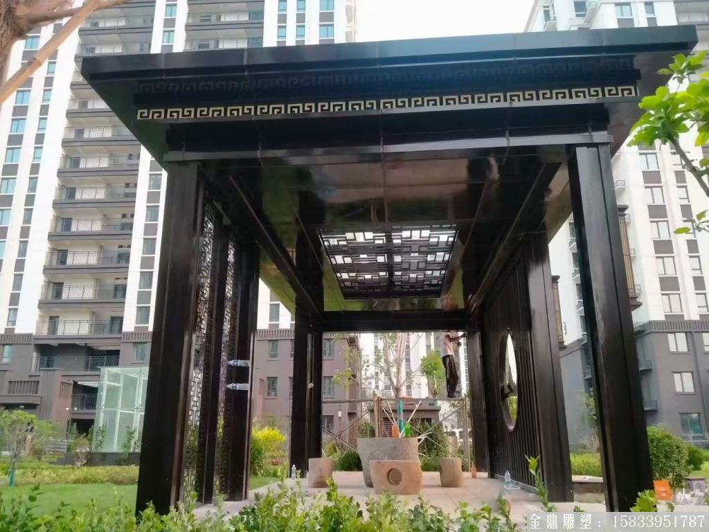 景觀不銹鋼廊架雕塑，鋼結構廊架景觀3