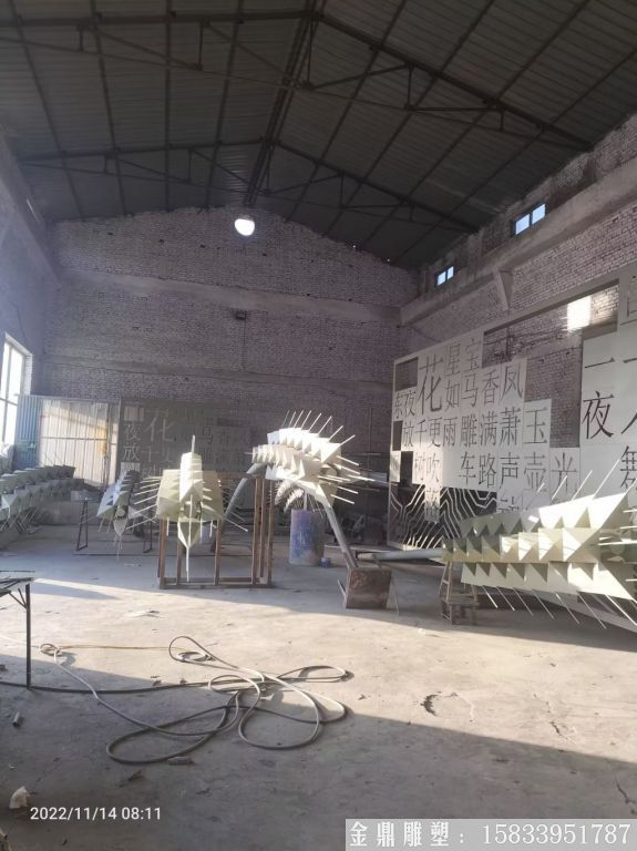 不銹鋼金色麥穗雕塑，山東廣饒縣糧倉標(biāo)志案例9