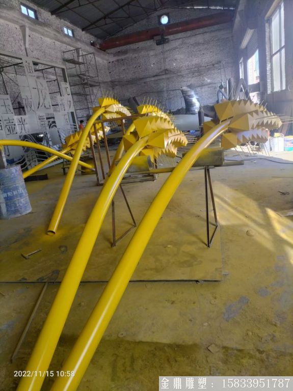 不銹鋼金色麥穗雕塑，山東廣饒縣糧倉標(biāo)志案例4